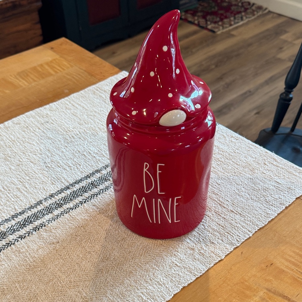 Rae Dunn Red 'Be Mine' Gnome Jar